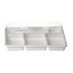 Plateau repas plastique 5 compartiments 290 x 224mm blanc - PAREDES