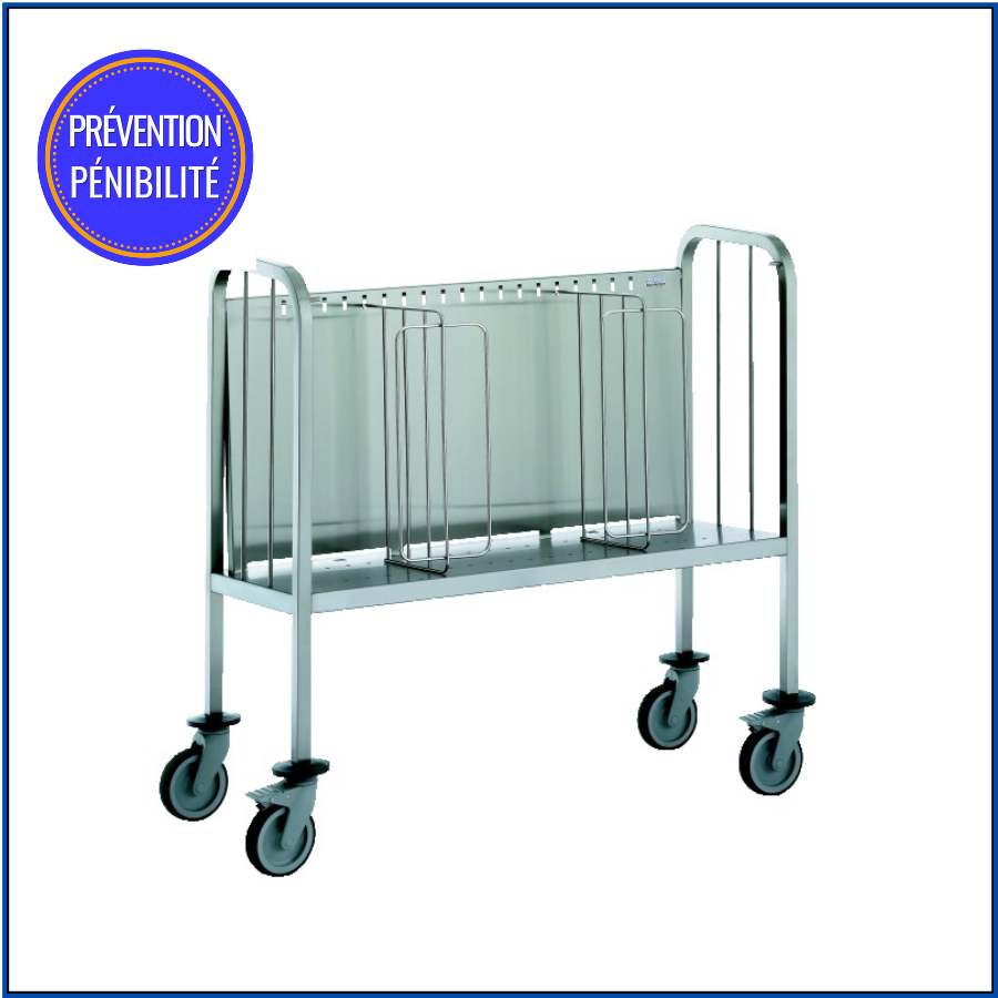 Chariot porte-assiettes en inox rehaussé - 200 à 300 assiettes