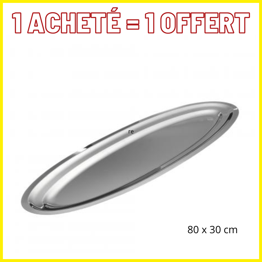 Plat ovale en inox 18 % longueur 800 mm