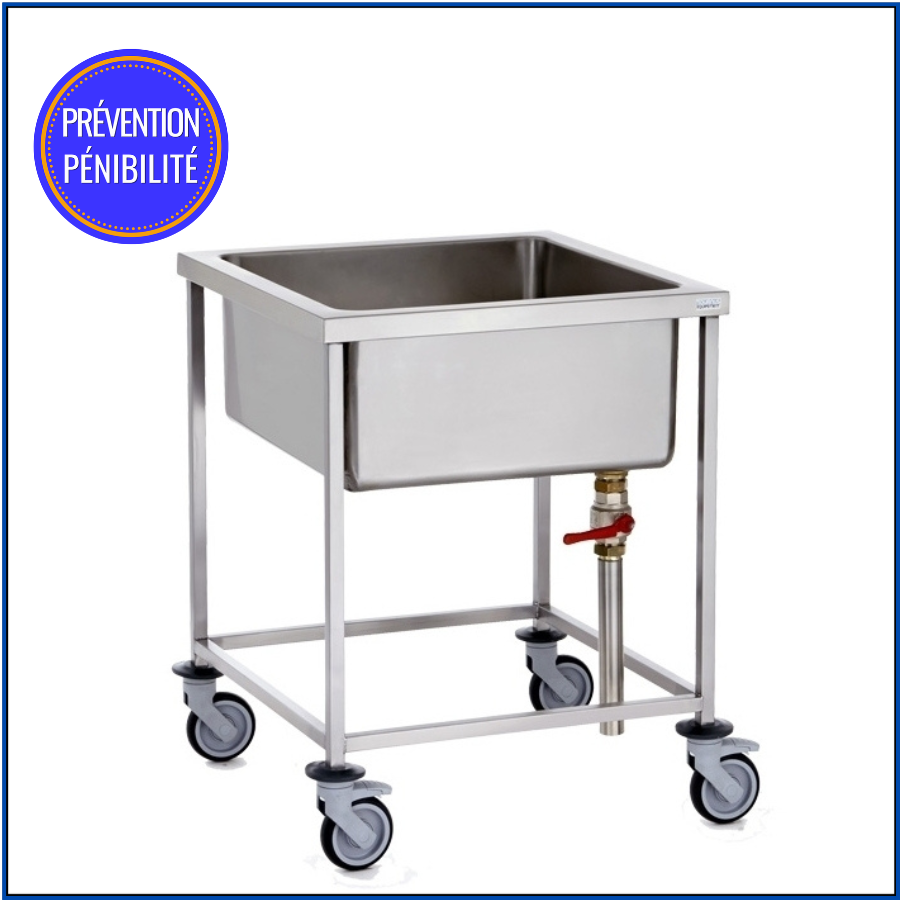 Cuve de trempage mobile inox 100 L surélevée
