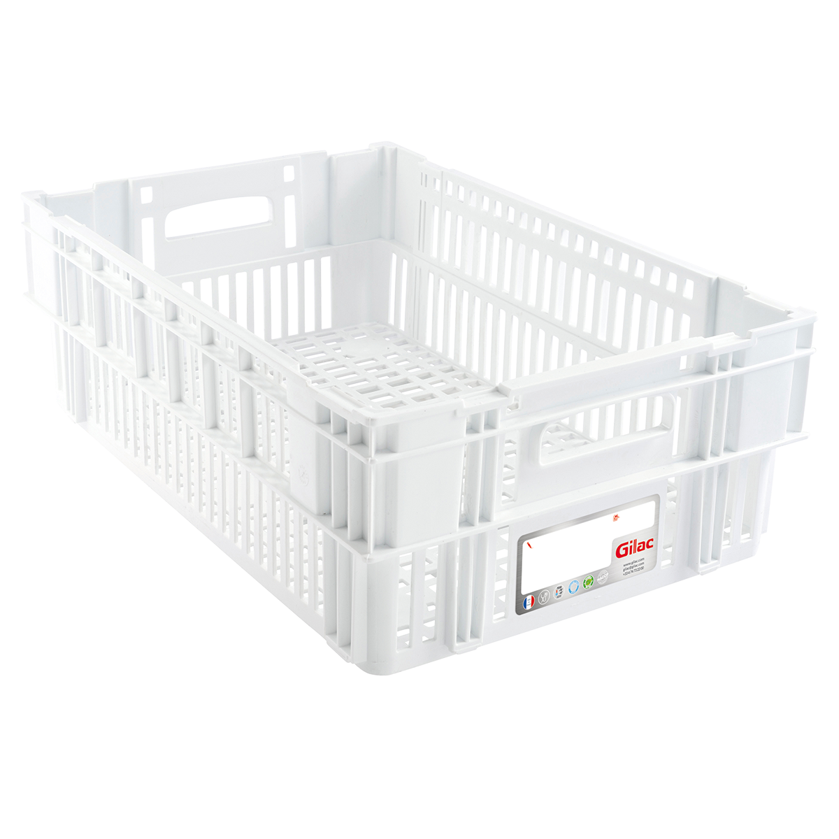 Bac plastique blanc parois ajourées 37 L 60x40x19 cm