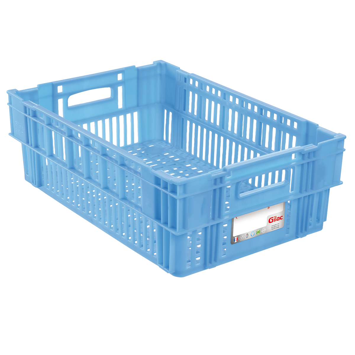 Bac plastique bleu parois ajourées 37 L 60x40x19 cm