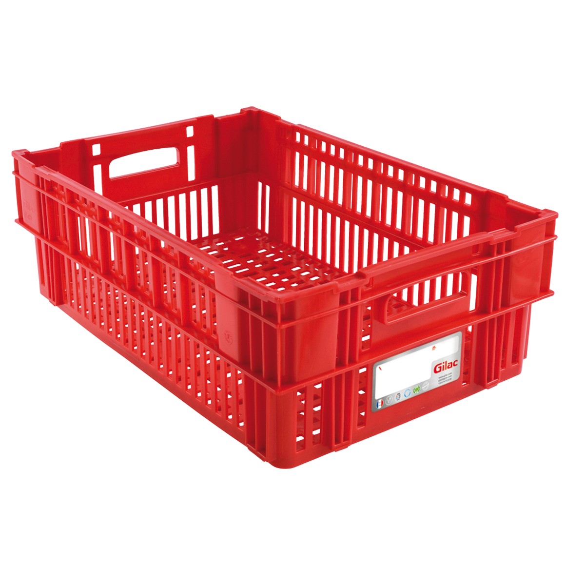 Bac plastique rouge parois ajourées 37 L 60x40x19 cm