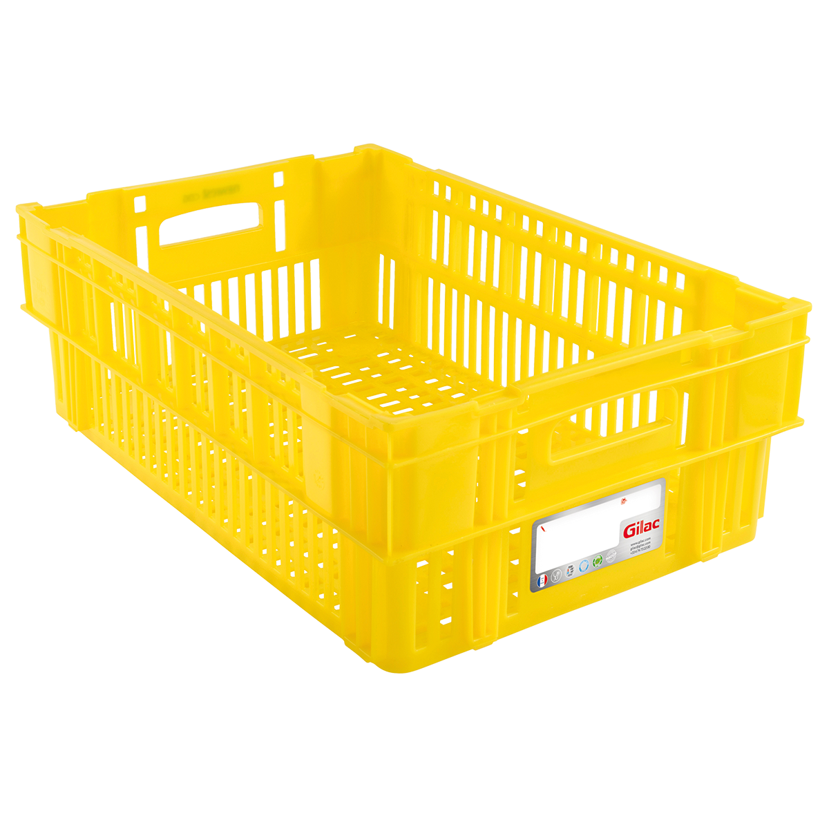 Bac plastique jaune parois ajourées 37 L 60x40x19 cm