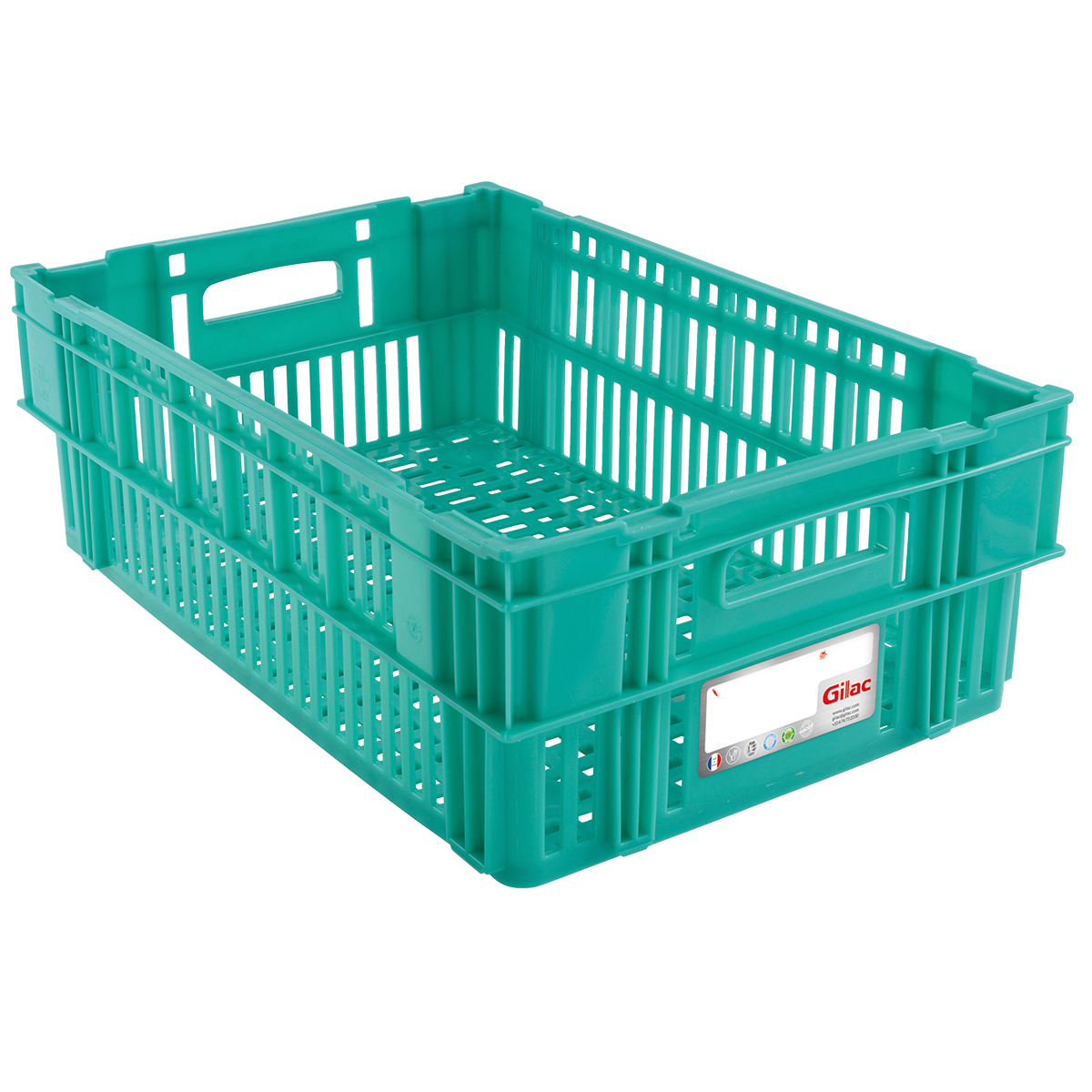 Bac plastique vert parois ajourées 37 L 60x40x19 cm